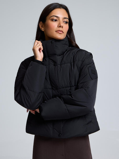 Short Puffer With Removable Sleeves