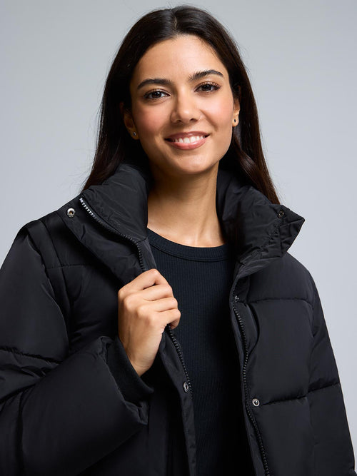 Short Puffer With Removable Sleeves