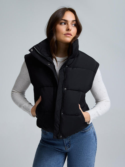 Short Puffer With Removable Sleeves