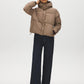 Plaid Short Puffer Jacket with Hood - Woman Wearing Ribbed Cuff Outerwear - Suzy Shier