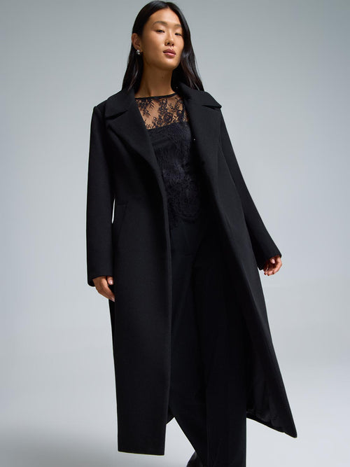Faux Fur Collar Wrap Coat