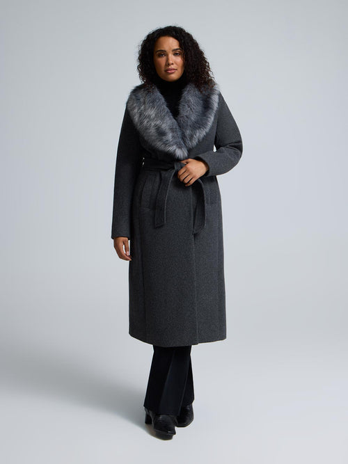 Faux Fur Collar Wrap Coat