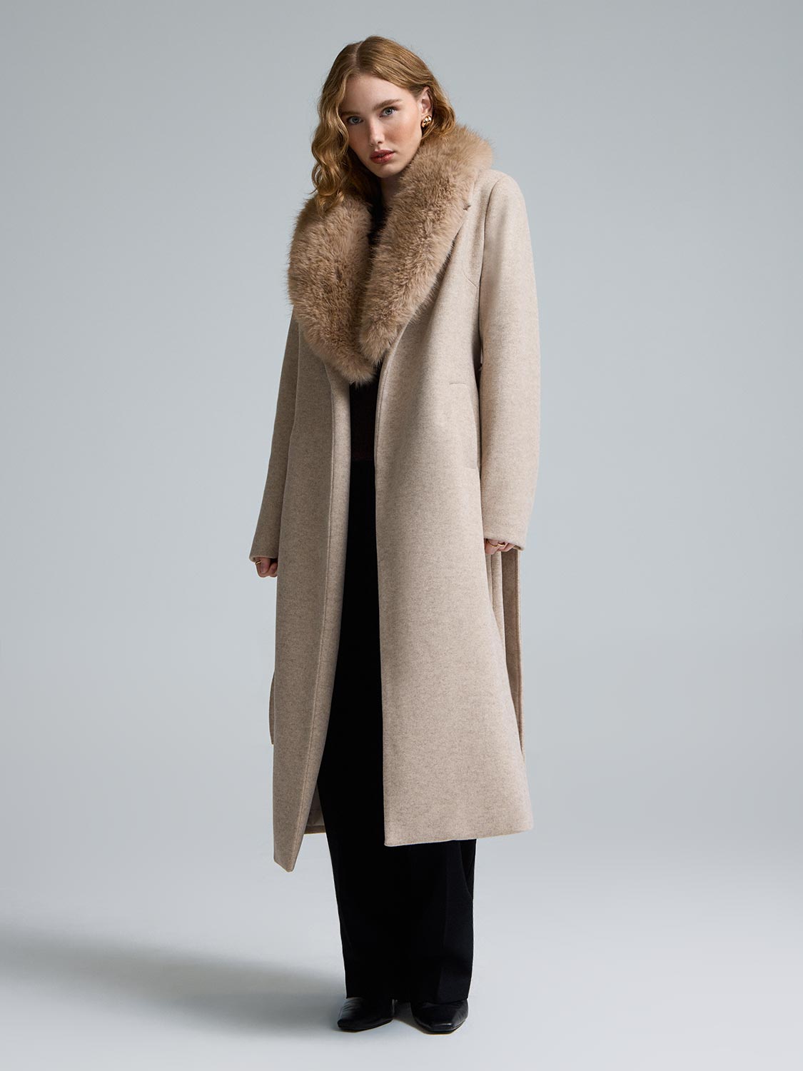Faux Fur Collar Wrap Coat – Suzy Shier