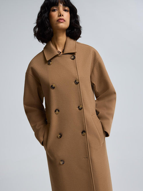Faux Wool Trench Coat