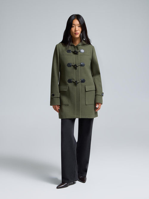 Hooded Faux Wool Trench Coat