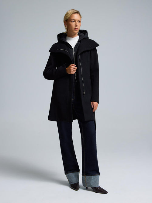Hooded Faux Wool Coat