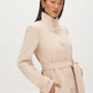 Makeup Faux Wool Funnel Neck Coat with Wrap Belt  - Suzy Shier