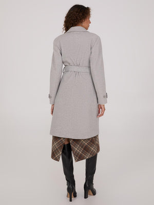 Manteau portefeuille en fausse laine Lt Grey