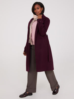 Manteau portefeuille en fausse laine Merlot