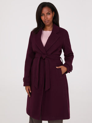 Manteau portefeuille en fausse laine Merlot