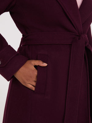 Manteau portefeuille en fausse laine Merlot