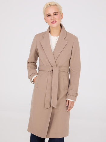 Manteau portefeuille en fausse laine Fawn