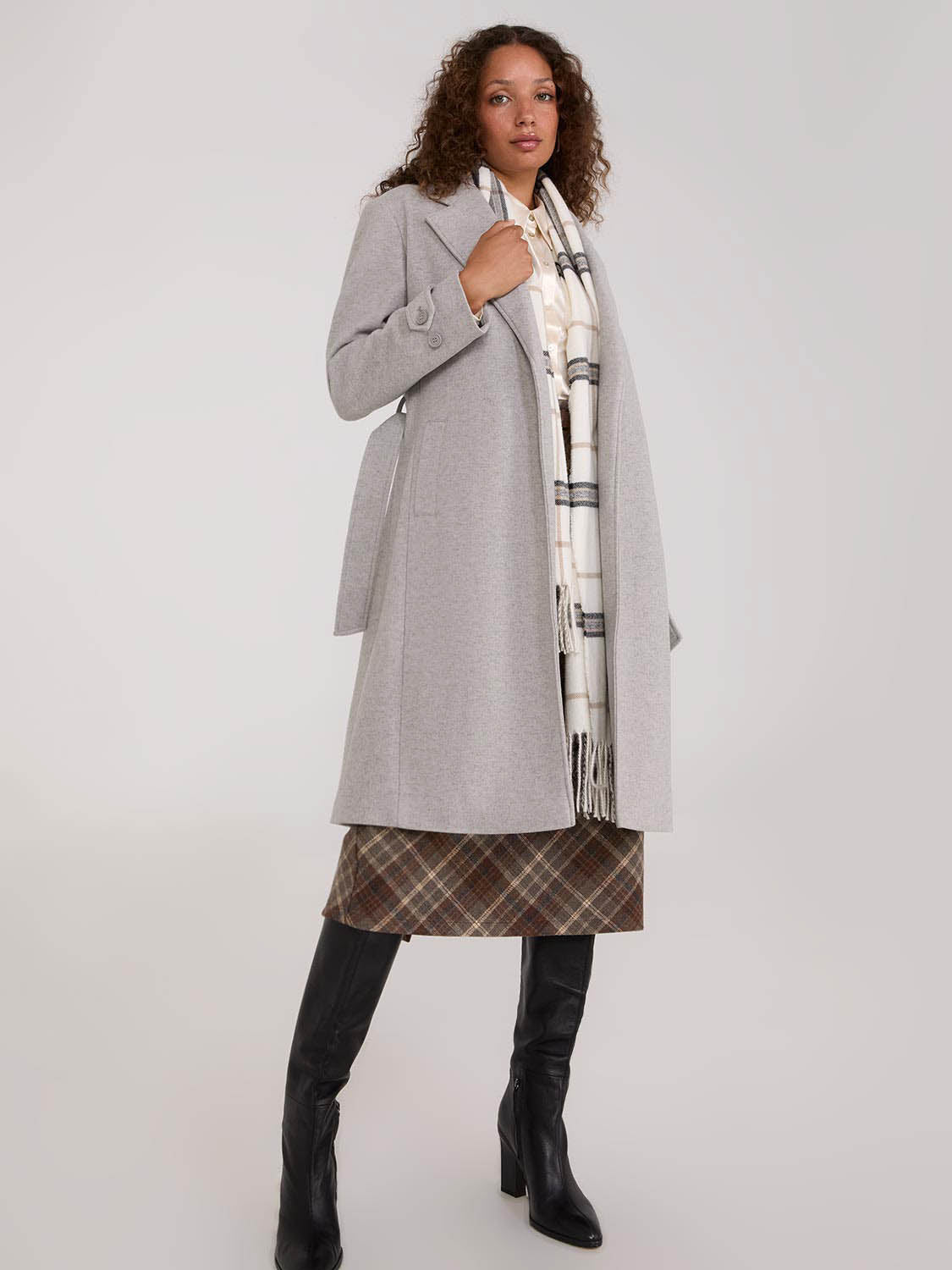 Suzy Faux Wool Wrap Coat Woman Lt Grey X Small