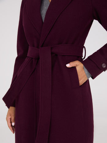 Manteau portefeuille en fausse laine Merlot