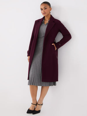 Manteau portefeuille en fausse laine Merlot