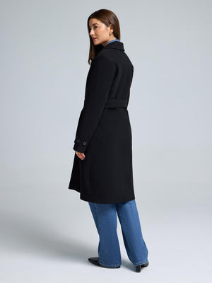 Manteau portefeuille en fausse laine Black