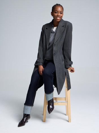 Manteau portefeuille en fausse laine Charcoal