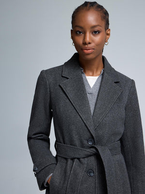Manteau portefeuille en fausse laine Charcoal
