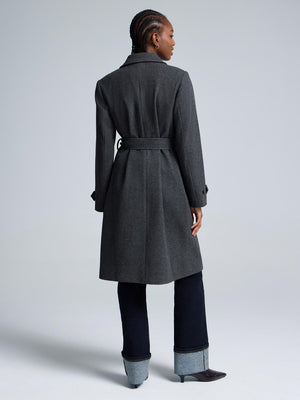 Manteau portefeuille en fausse laine Charcoal