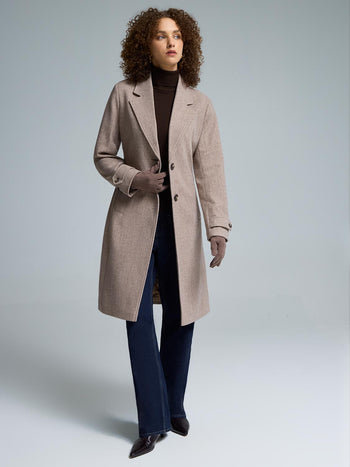 Manteau portefeuille en fausse laine Fawn