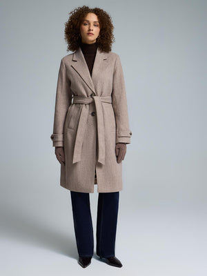 Manteau portefeuille en fausse laine Fawn