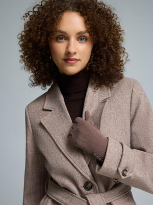 Manteau portefeuille en fausse laine Fawn