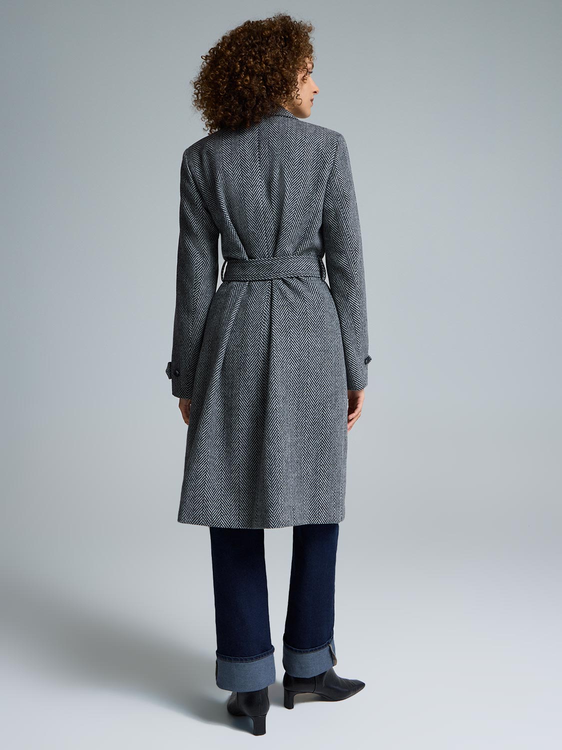 Herringbone Faux Wool Wrap Coat – Suzy Shier