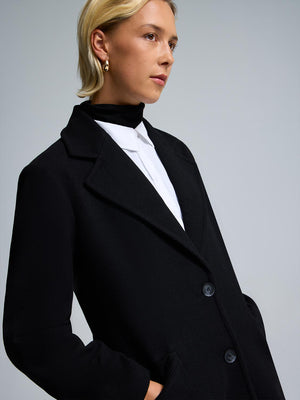 Manteau 3/4 à simple boutonnage Black