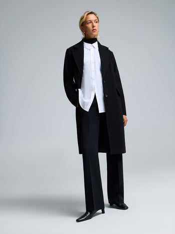 Manteau 3/4 à simple boutonnage Black