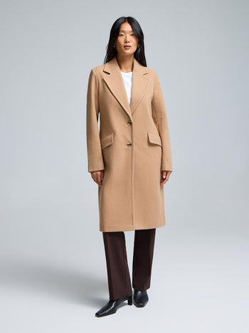 Manteau 3/4 à simple boutonnage Camel