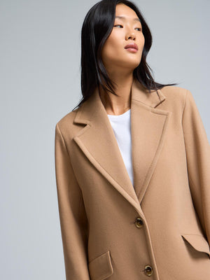 Manteau 3/4 à simple boutonnage Camel
