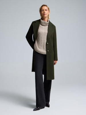 Manteau 3/4 à simple boutonnage Dk Green
