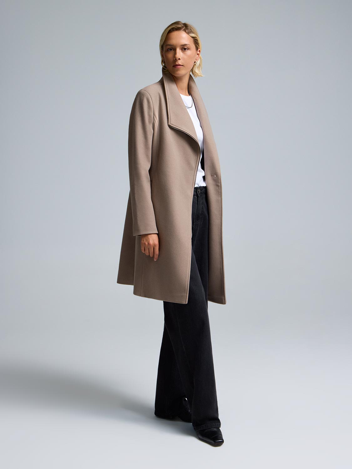Faux Wool Asymmetrical Coat – Suzy Shier