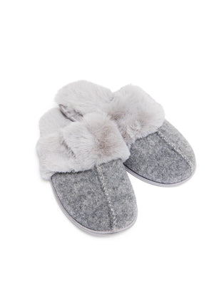 Pantoufles en fausse laine Grey