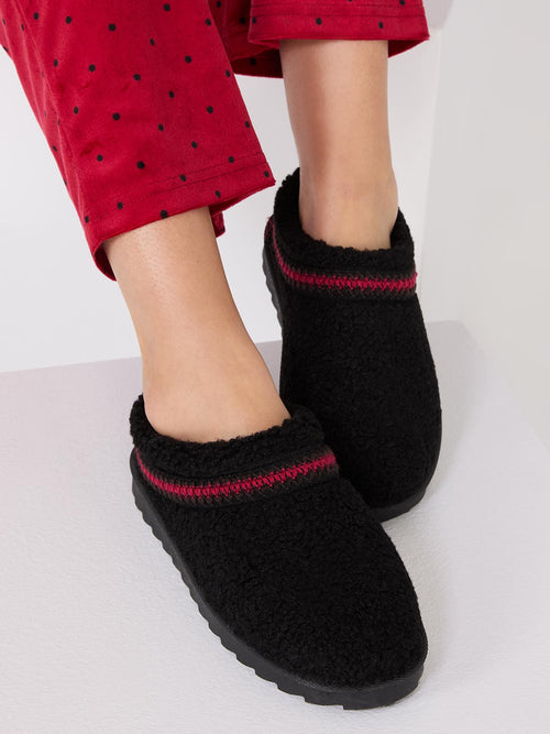 Faux Fur Lined Suede Slippers