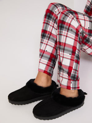 Faux Shearling Slippers Black