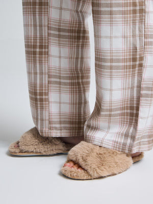 Pantoufles en fausse fourrure Lt Brown