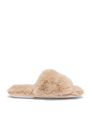 Pantoufles en fausse fourrure Lt Brown
