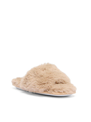 Pantoufles en fausse fourrure Lt Brown