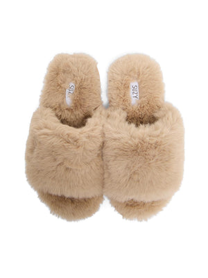 Pantoufles en fausse fourrure Lt Brown