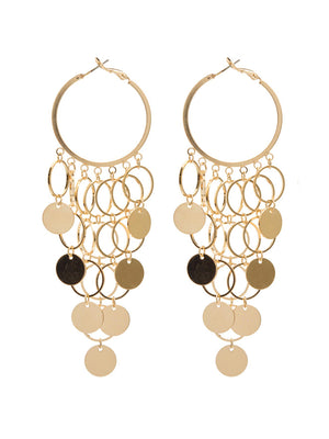 Hoop Earrings With Hanging Rings Gold