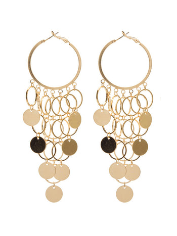 Hoop Earrings With Hanging Rings Gold