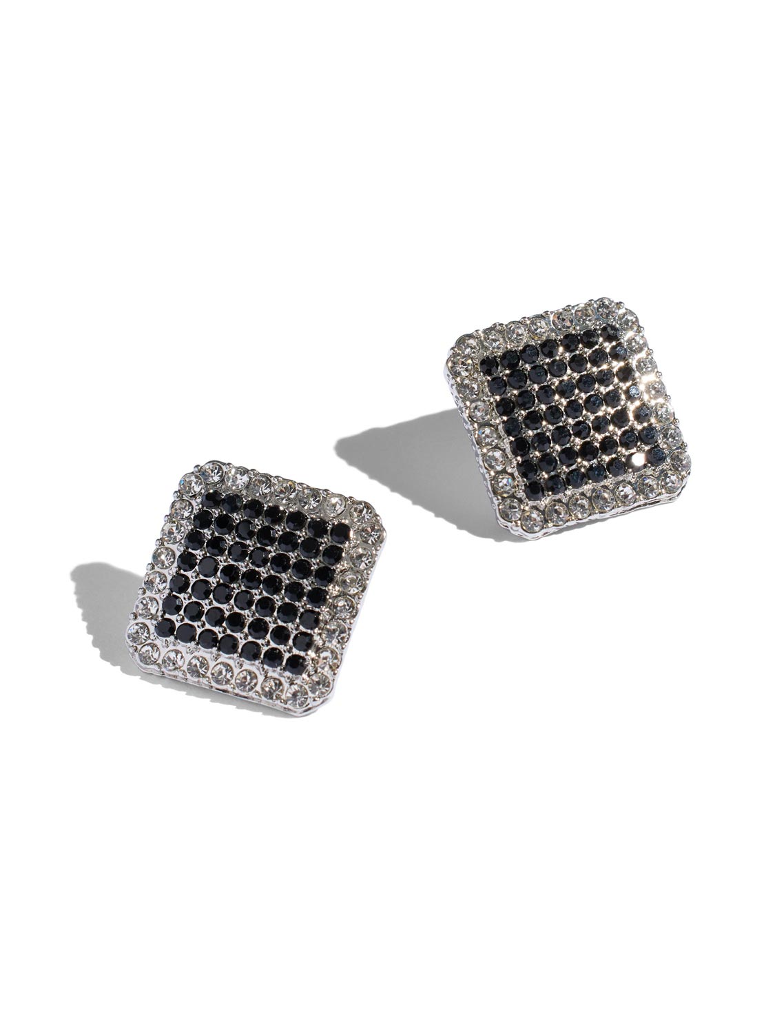 Square Button Pavé Earrings