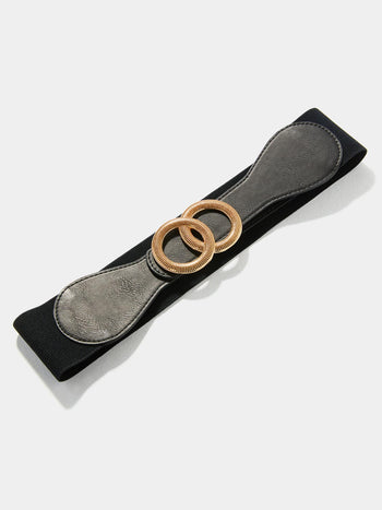 Double Carved Ring Buckle Belt Black