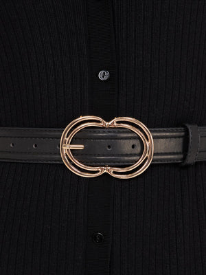 Double Loop Buckle Belt Black