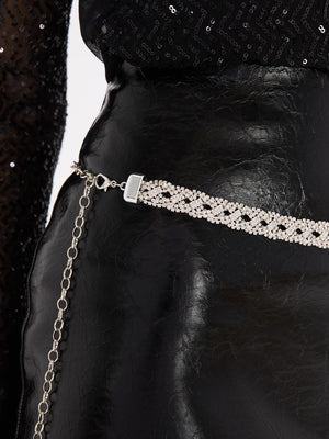 Rhinestone Chain Belt Silver