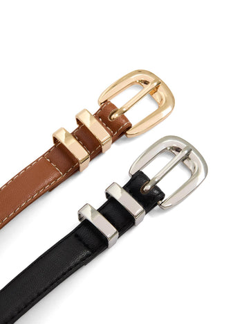 2-Pack Of Faux Leather Belts Multi
