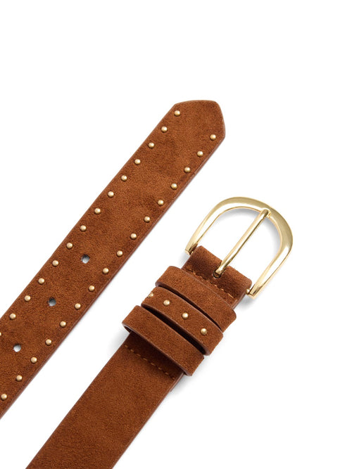Ceinture en faux suède ornée de clous dorés