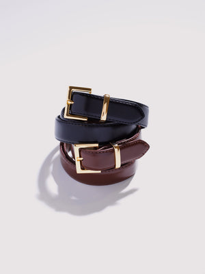 2-Pack Of Gold Buckle Belts Brown