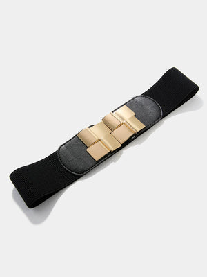 Ceinture élastique à boucle dorée carrée Black